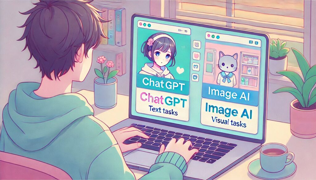 「ChatGPT＝テキスト担当」「画像生成AI＝ビジュアル担当」