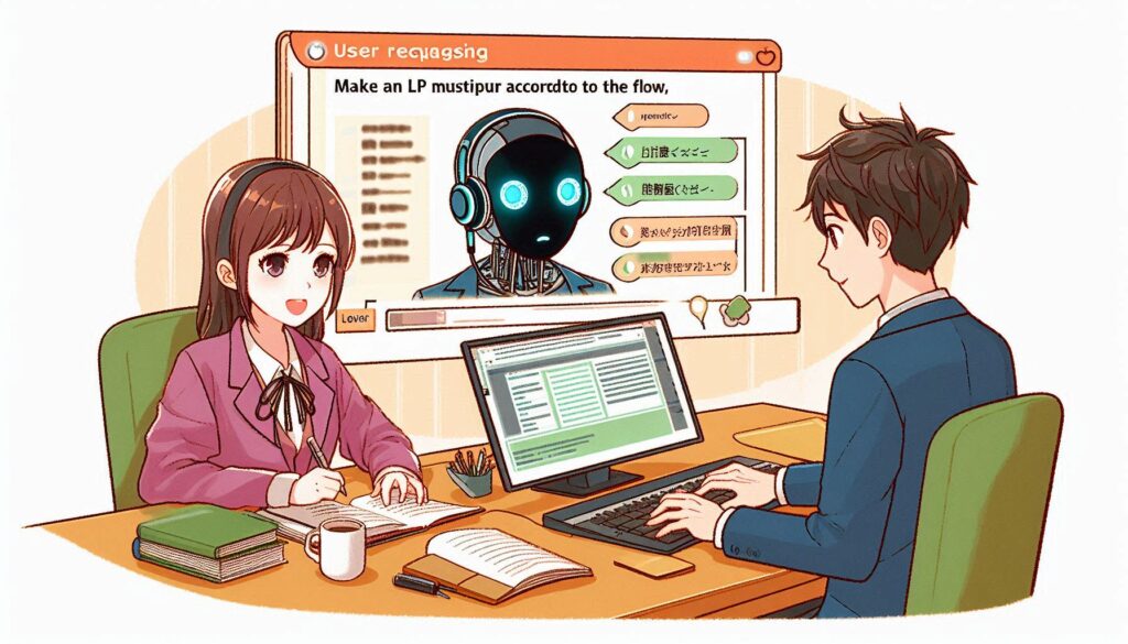 ChatGPT、AIが文章構成を提示しているイラスト